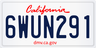 CA license plate 6WUN291