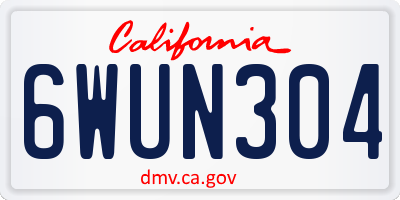 CA license plate 6WUN304