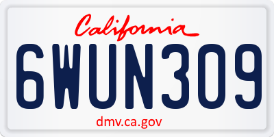 CA license plate 6WUN309