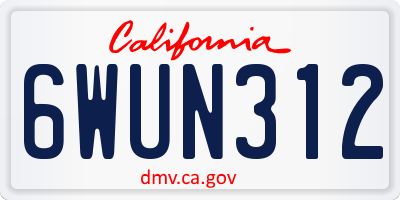 CA license plate 6WUN312