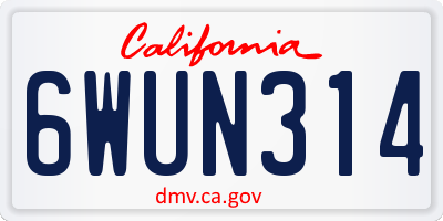 CA license plate 6WUN314