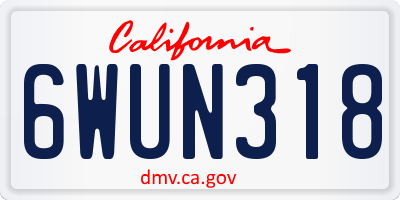 CA license plate 6WUN318