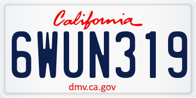 CA license plate 6WUN319