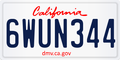 CA license plate 6WUN344