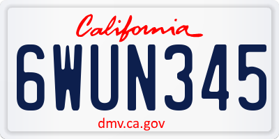 CA license plate 6WUN345