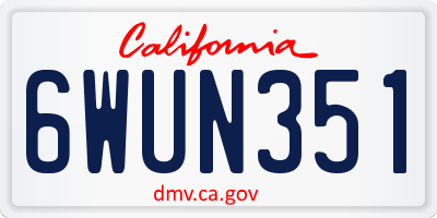 CA license plate 6WUN351