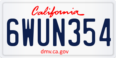 CA license plate 6WUN354