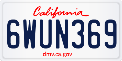 CA license plate 6WUN369