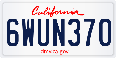 CA license plate 6WUN370