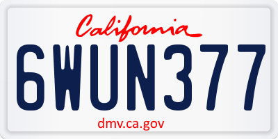 CA license plate 6WUN377