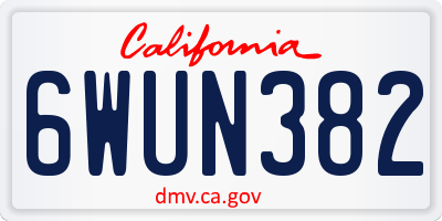 CA license plate 6WUN382