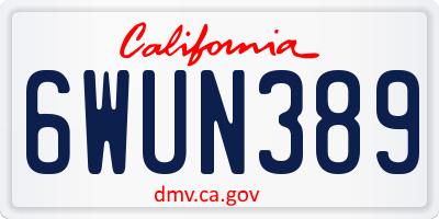 CA license plate 6WUN389