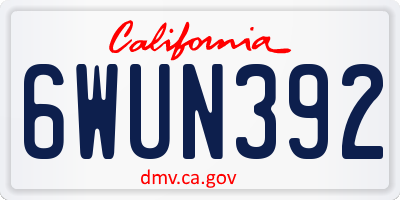 CA license plate 6WUN392