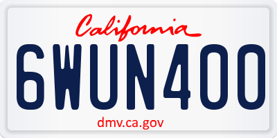 CA license plate 6WUN400