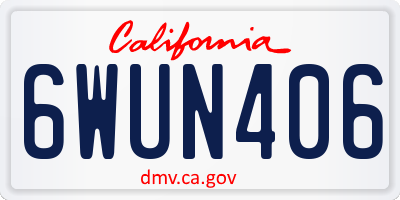 CA license plate 6WUN406