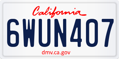 CA license plate 6WUN407