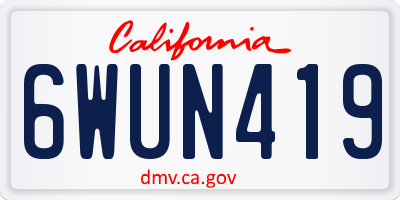 CA license plate 6WUN419