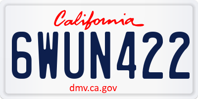 CA license plate 6WUN422