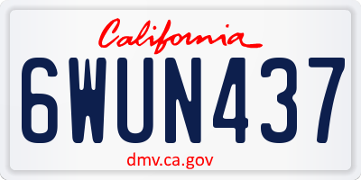 CA license plate 6WUN437