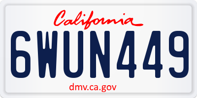 CA license plate 6WUN449