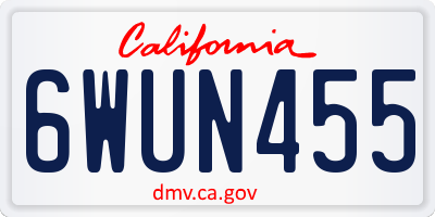 CA license plate 6WUN455