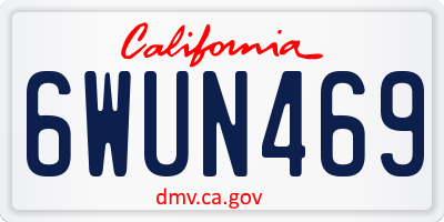 CA license plate 6WUN469