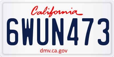 CA license plate 6WUN473