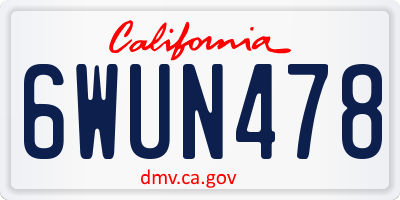 CA license plate 6WUN478