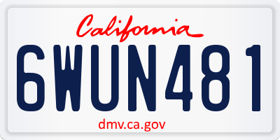 CA license plate 6WUN481