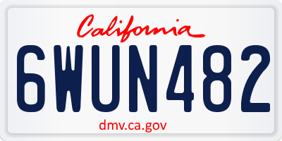 CA license plate 6WUN482
