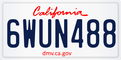 CA license plate 6WUN488