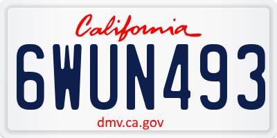 CA license plate 6WUN493