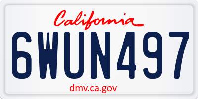 CA license plate 6WUN497