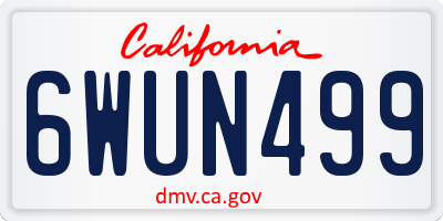 CA license plate 6WUN499