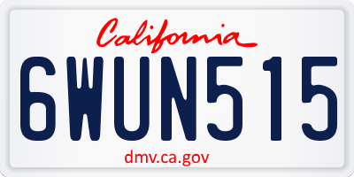 CA license plate 6WUN515