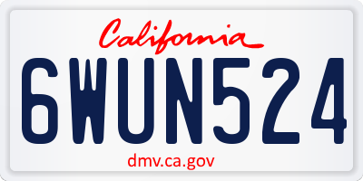CA license plate 6WUN524