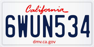 CA license plate 6WUN534