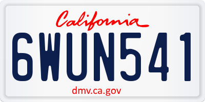 CA license plate 6WUN541
