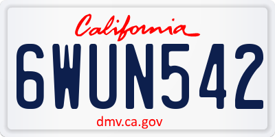 CA license plate 6WUN542