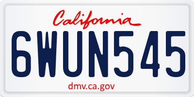 CA license plate 6WUN545