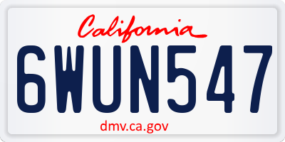 CA license plate 6WUN547