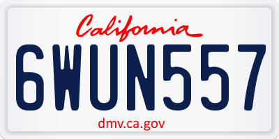 CA license plate 6WUN557