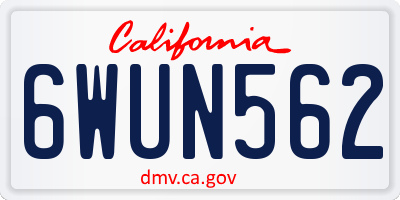 CA license plate 6WUN562