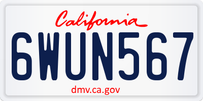CA license plate 6WUN567