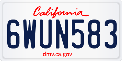 CA license plate 6WUN583