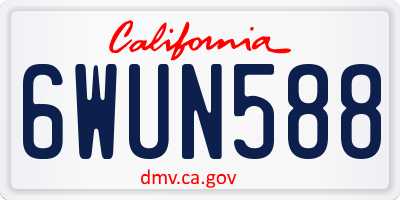 CA license plate 6WUN588