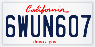 CA license plate 6WUN607
