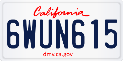 CA license plate 6WUN615