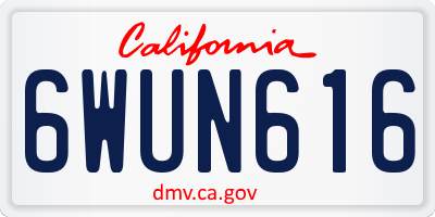 CA license plate 6WUN616