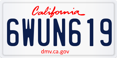 CA license plate 6WUN619